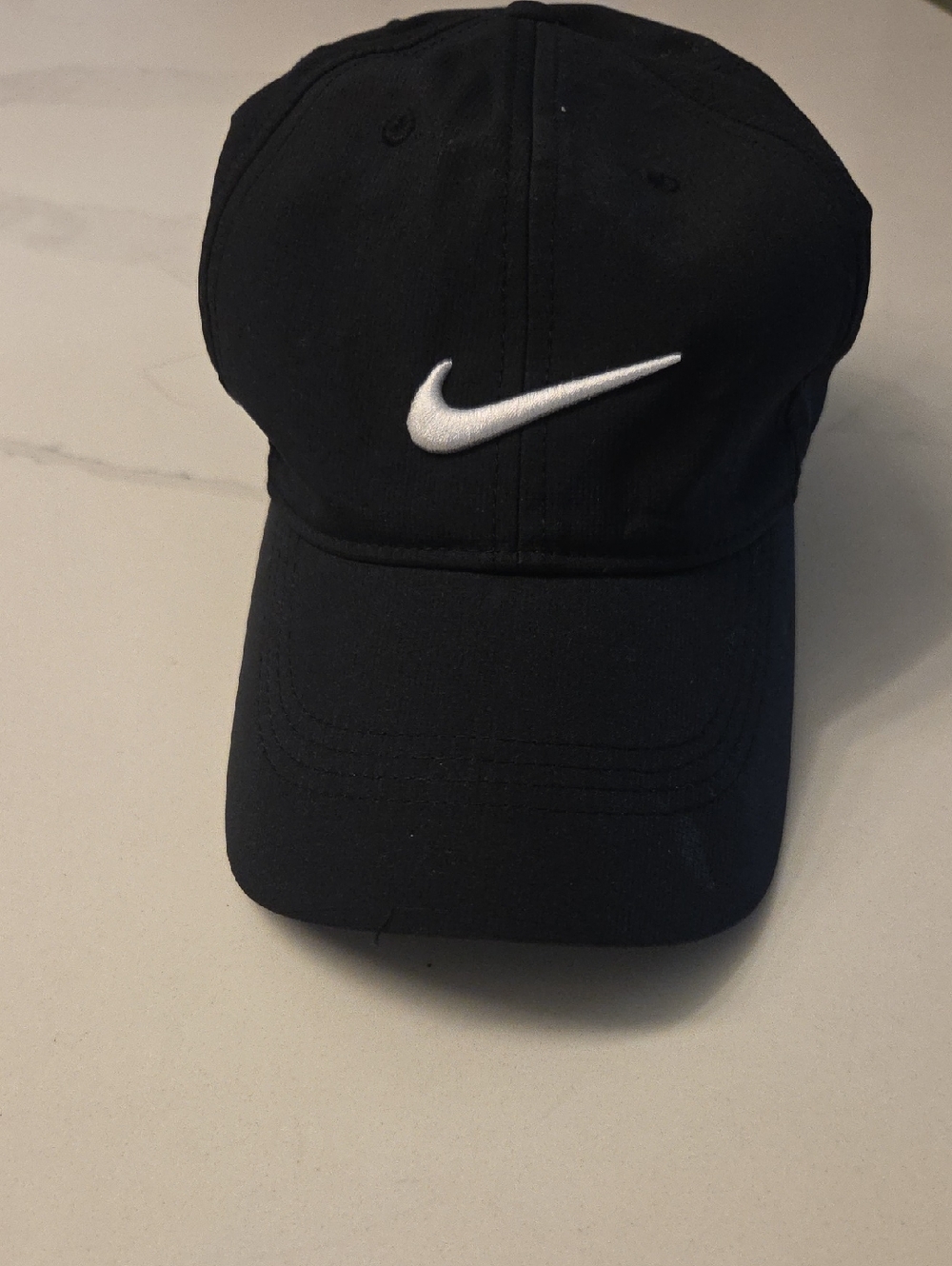 Nike Black Cap with White Swoosh Embroidery